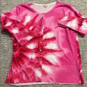 Pink and Red Tie-Dye Cardigan